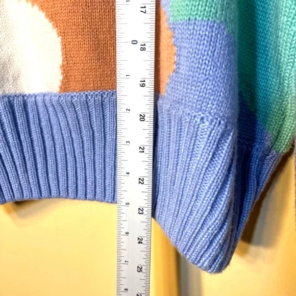 Art Turtleneck Landscape Jumper Muted Blue House of Sunny Multicolor Sweater - Picture 6 of 8